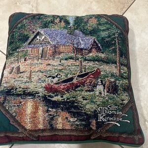 Thomas Kinkade Lake House w/canoe indoor throw pillow